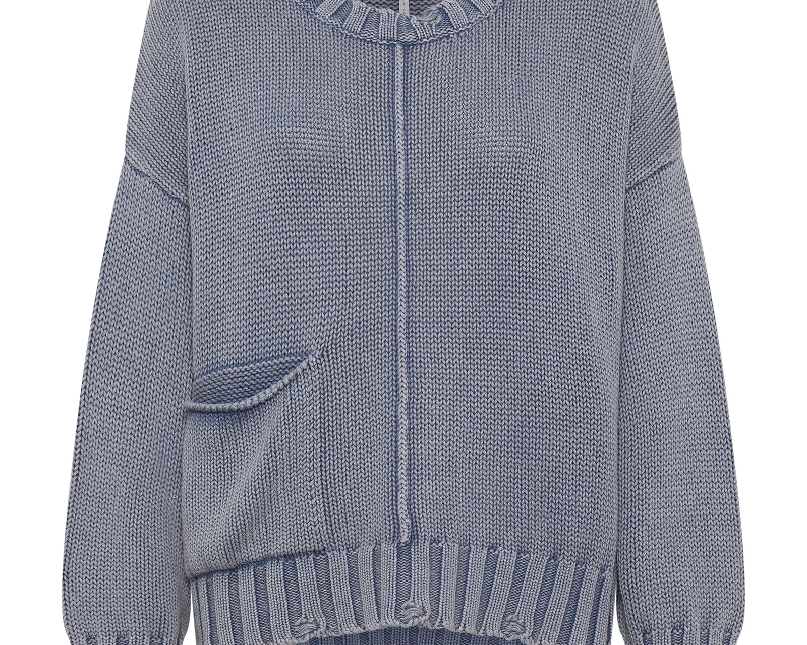 Acid Washed Oversized Pocket Sweater - Washed Blue