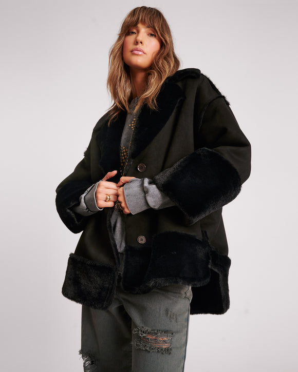 New Anthro Evita Faux Fur retailer Aviator Jacket