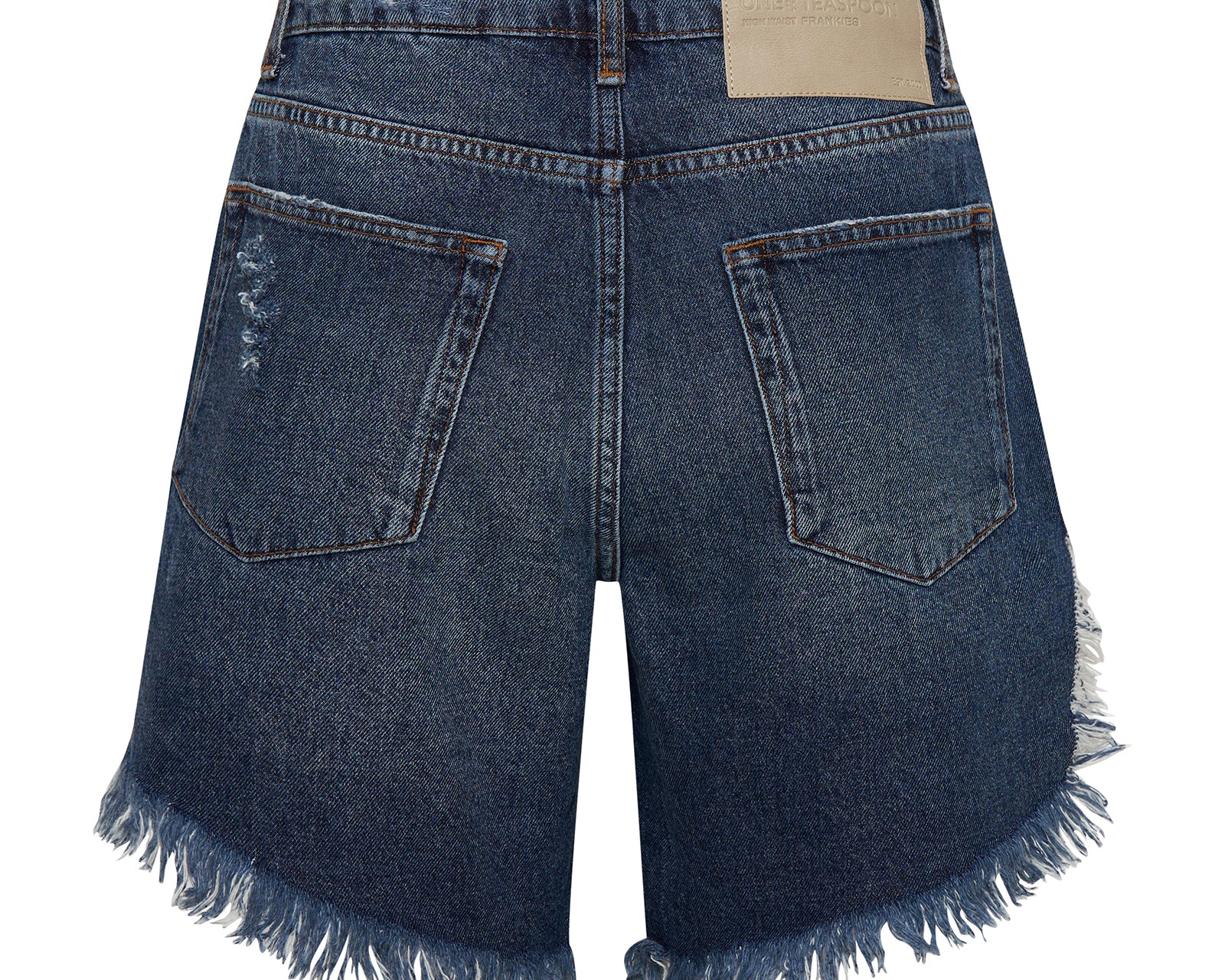 Frankies High Waist Long Length Denim Shorts - Blue Thunder