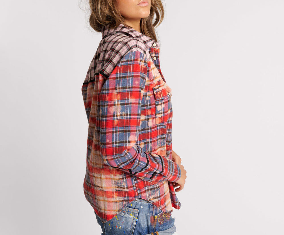 DISTRESSED FLANNEL WESTERN SHIRT