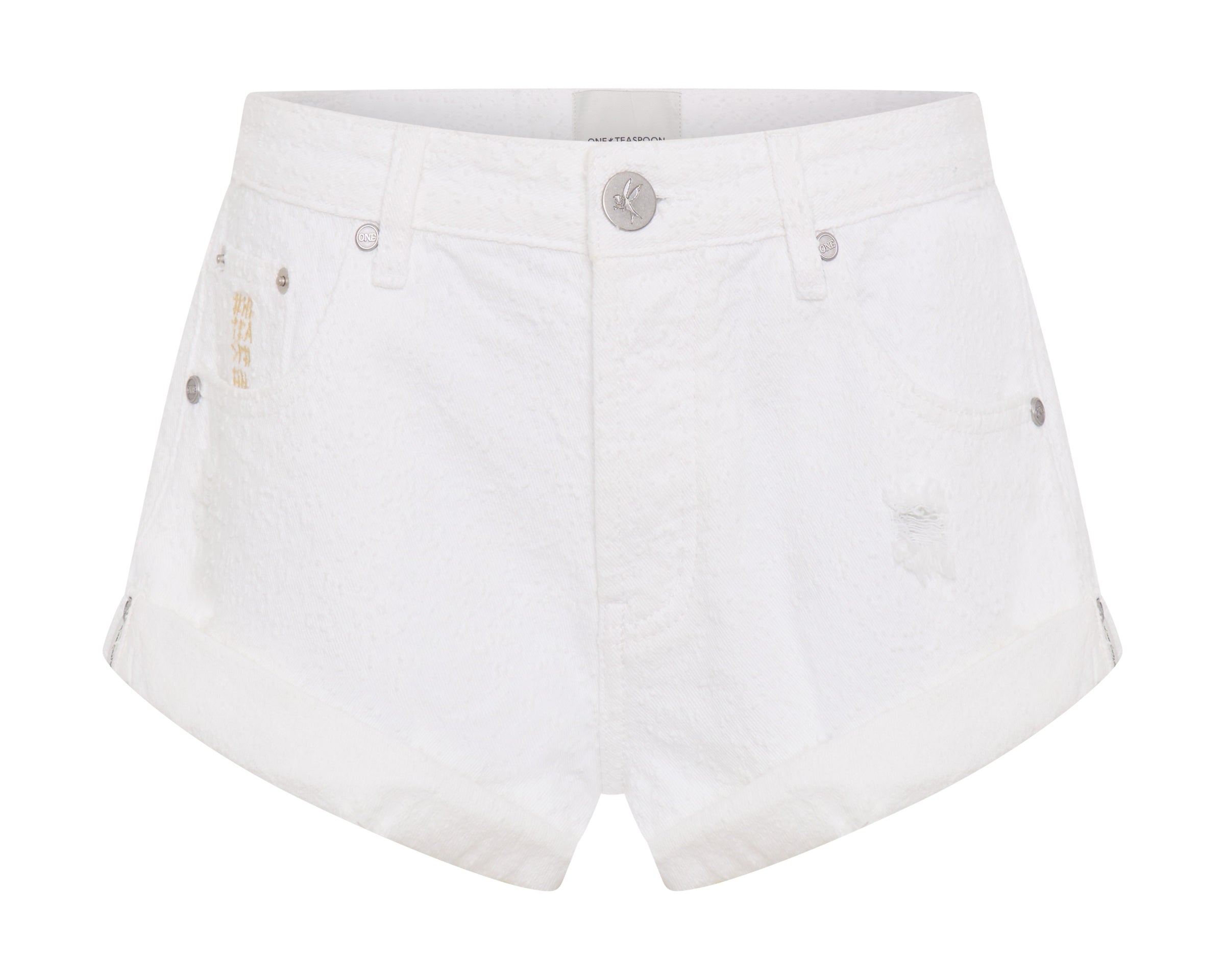 Bandits Low Waist Denim Shorts - Textured White