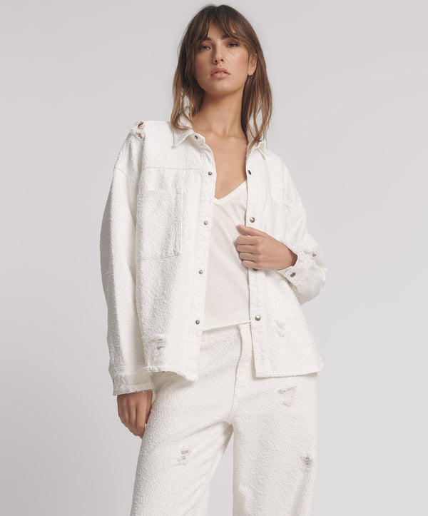 Daria Denim Shacket - Textured White