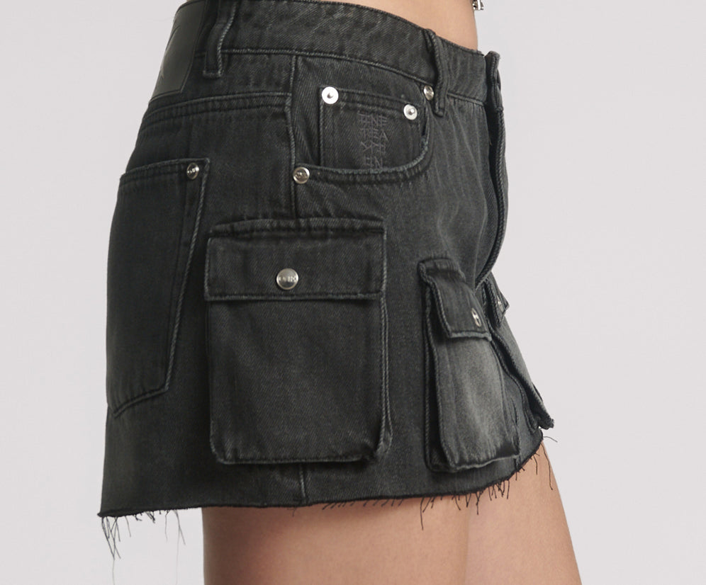 Sloane Low Waist Denim Mini Skirt - Faded Black