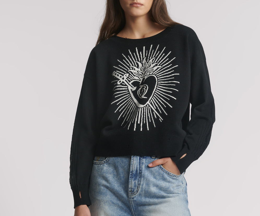 Heart O Steel Knit Jumper - Black