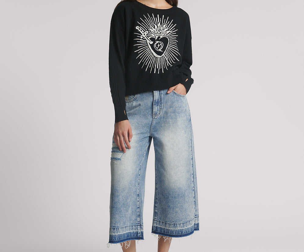 Heart O Steel Knit Jumper - Black