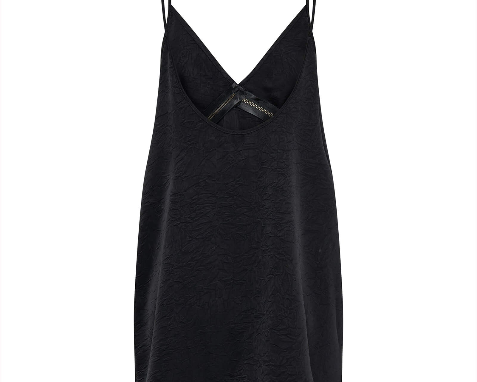 Courtney Zipped Up Satin Slip Mini Dress - Black