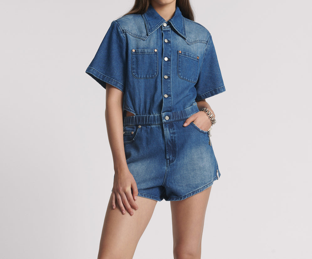 Taylor Denim Jumpsuit - Rosewood