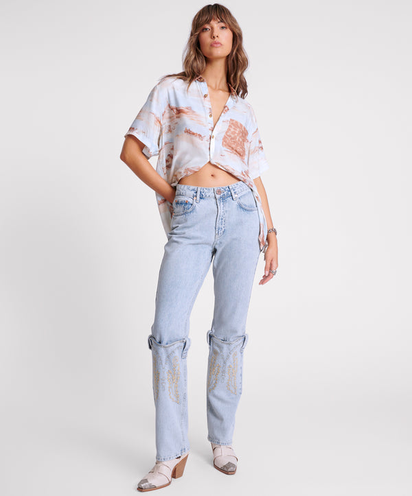 RODEO BOOTS HIGH WAIST DENIM JEANS