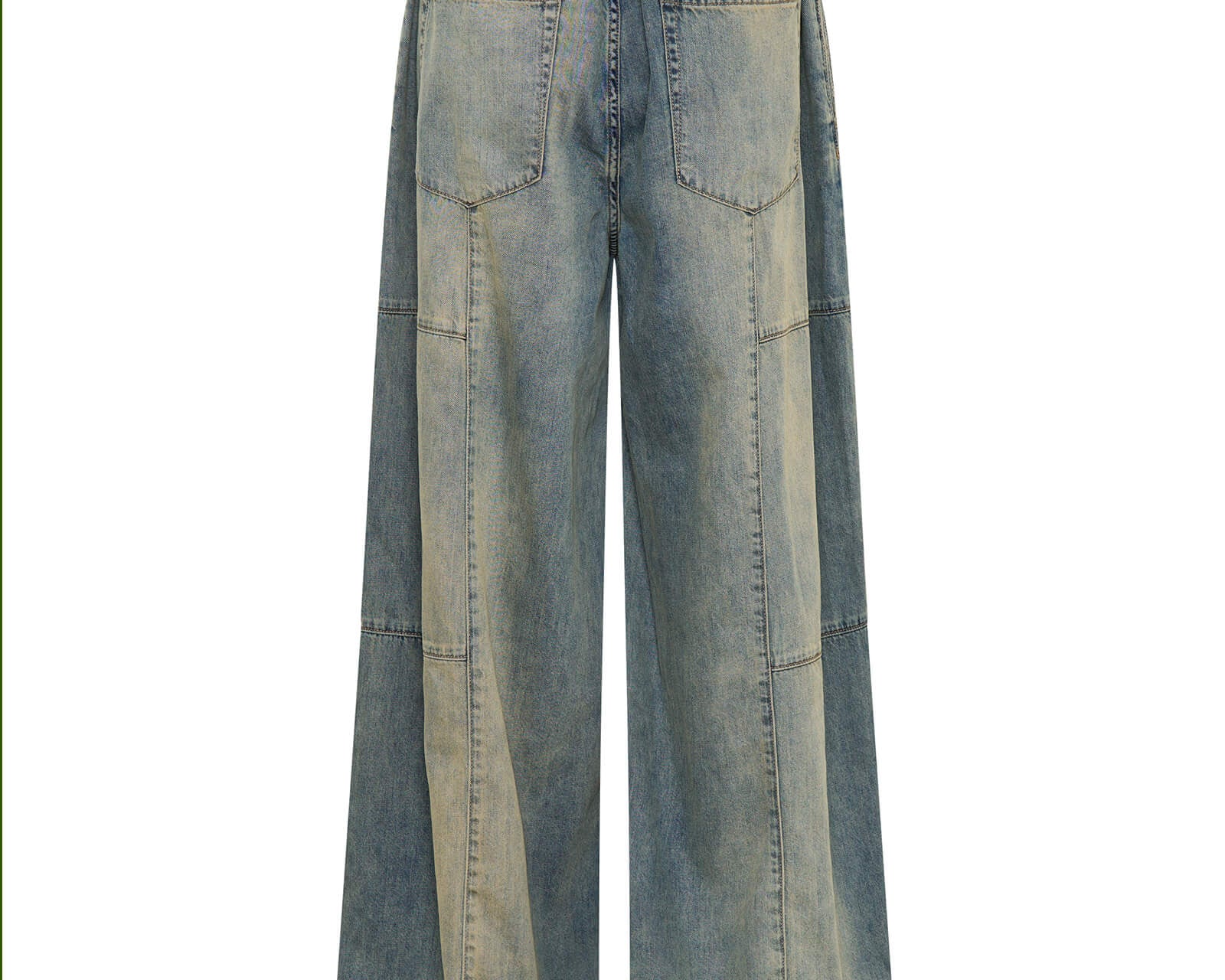 Palazzo Mid Waist Denim Jeans - Blue Sand Chambray