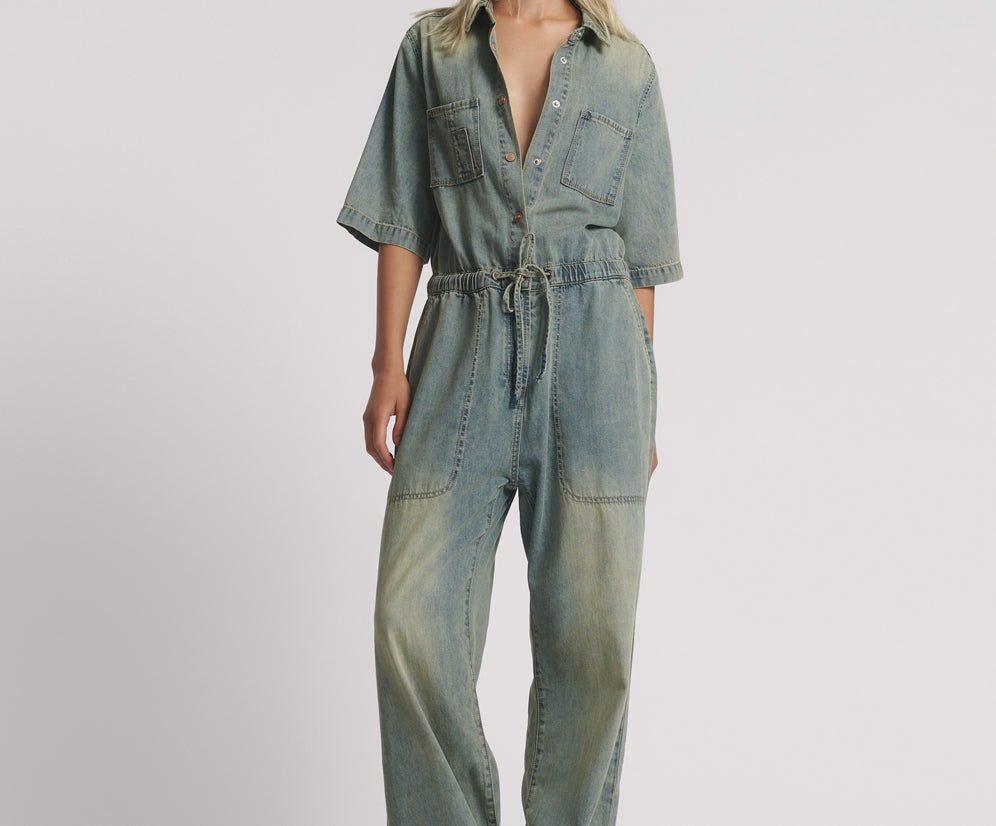 Veronica Denim Jumpsuit - Blue Sand