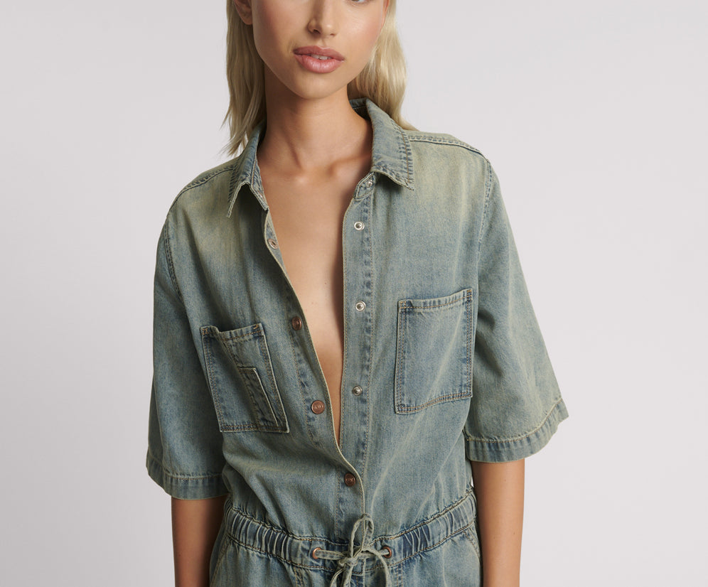 Veronica Denim Jumpsuit - Blue Sand