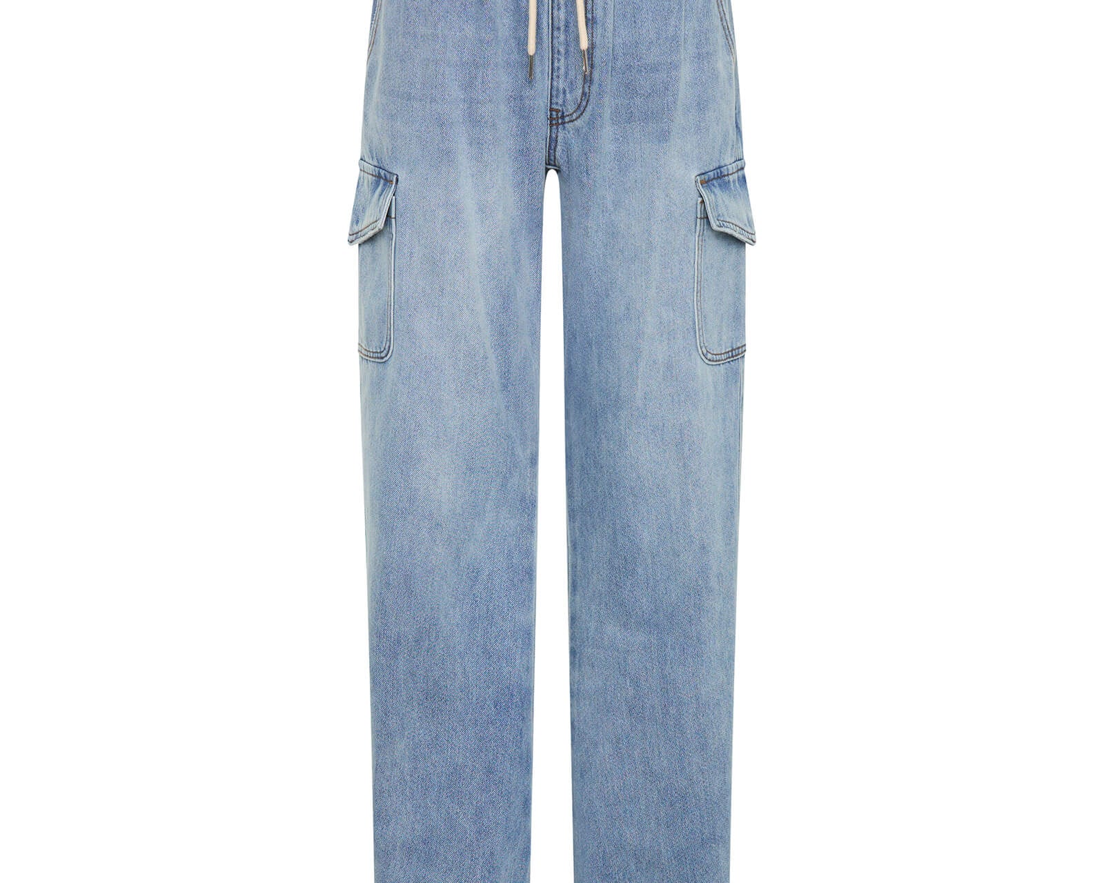 Cargo Shabbies Low Waist Drawstring Boyfriend Denim Jeans - Blue Tobacco