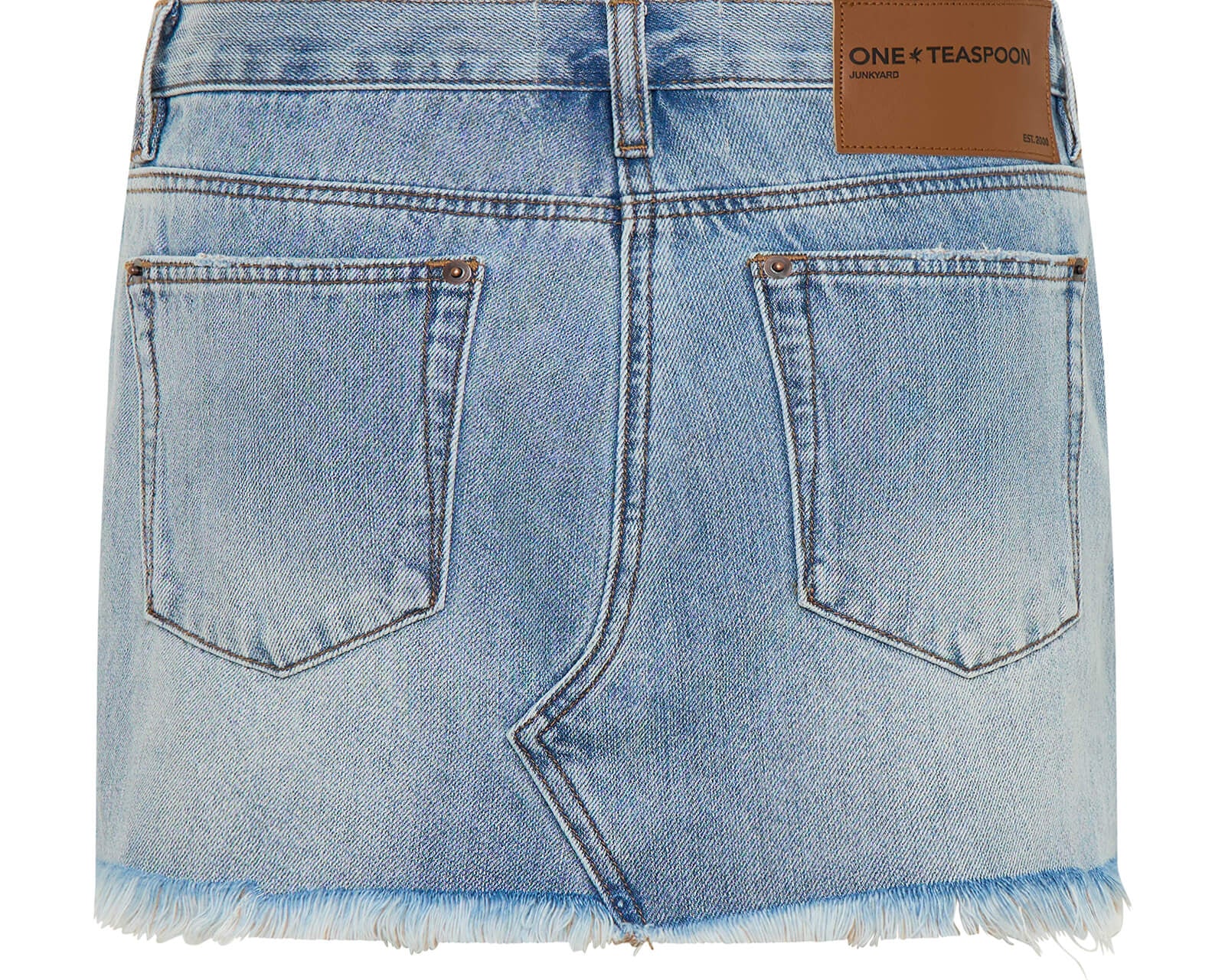 Junkyard Low Waist Relaxed Mini Denim Skirt - Blue Tobacco