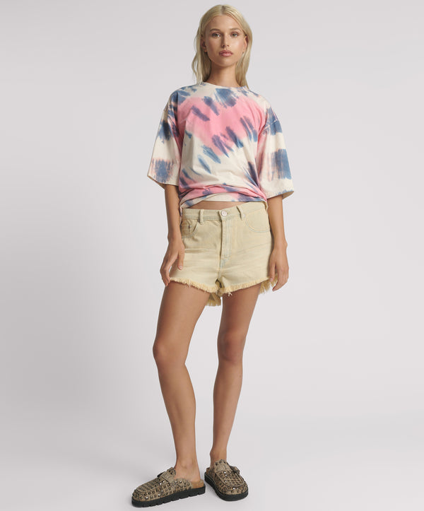 Outlaws Low Waist Mid Length Denim Shorts - Sunkissed Cream