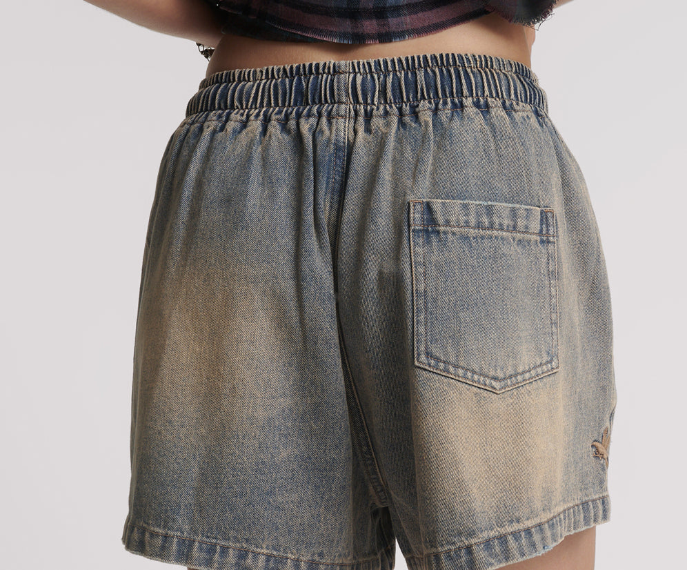 Boxer Low Waist Denim Shorts - Island Blue