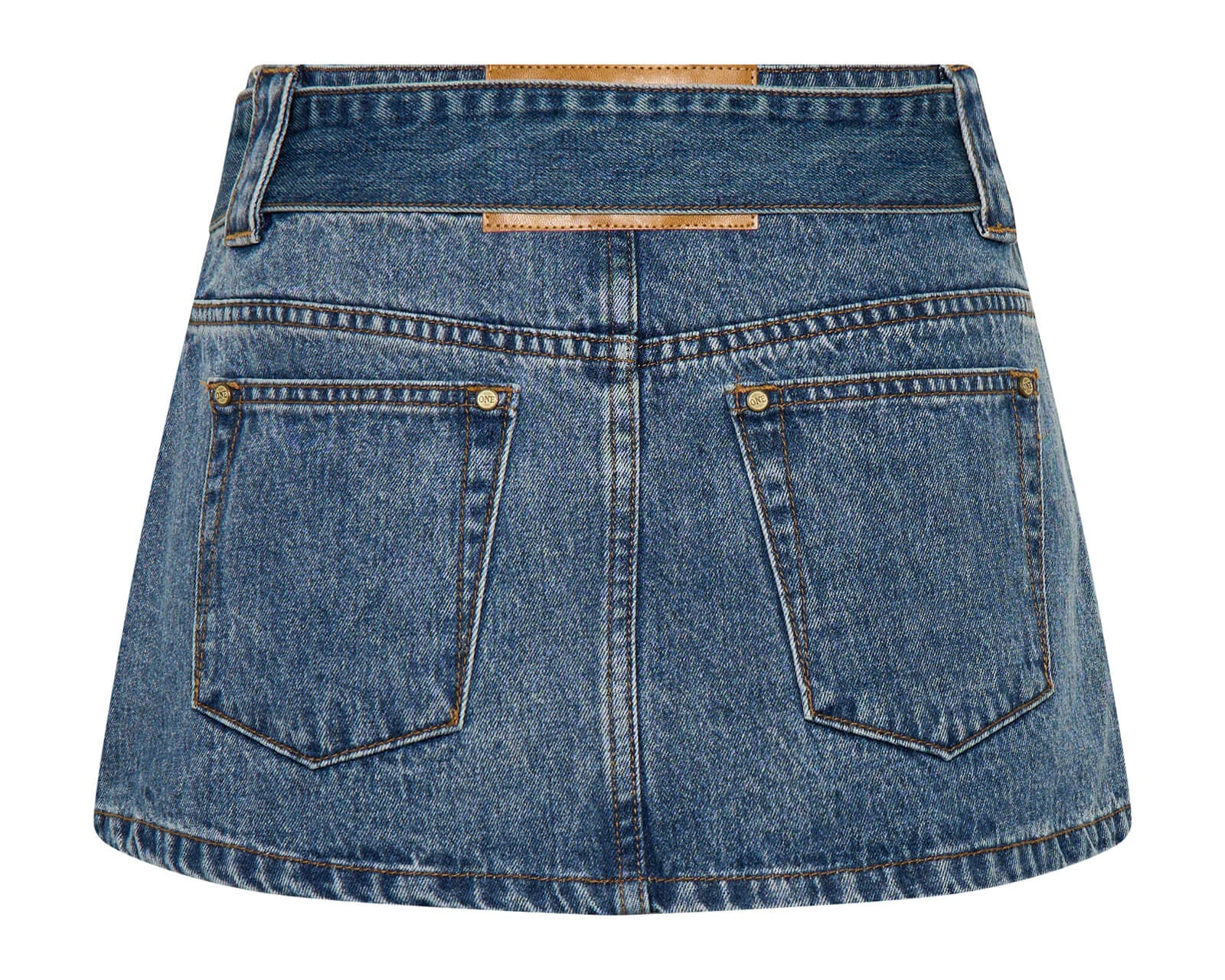 Moto Belted Zipper Mini Denim Skirt - Dirty Blue Love