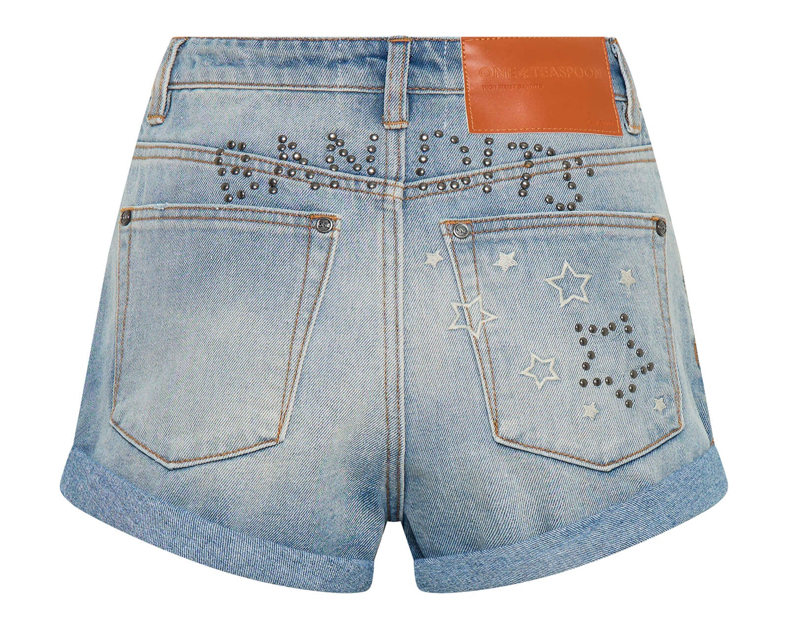 Bandits High Waist Studded Denim Shorts - Blue Malt