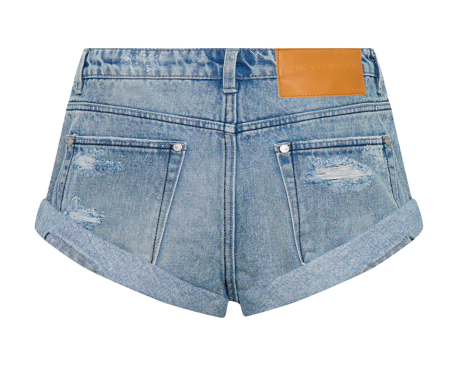 Bandits Low Waist Messed Up Denim Shorts - Salty Dog Blue