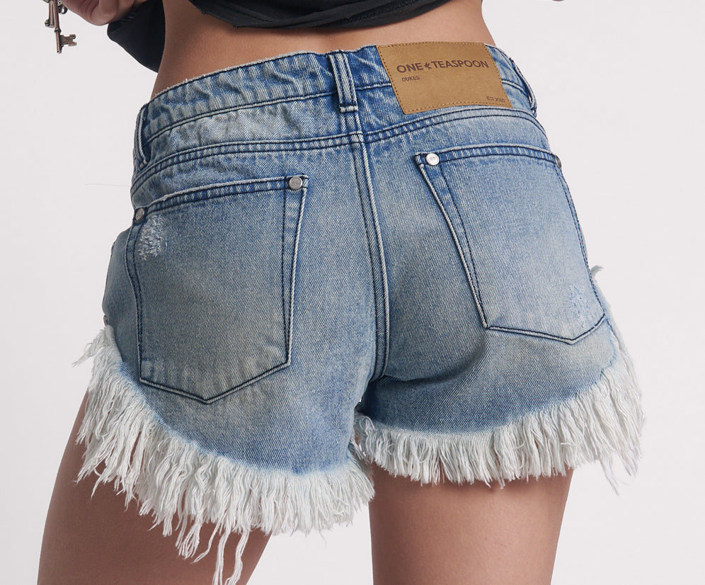 Dukes Low Waist Mini Denim Shorts - Salty Dog