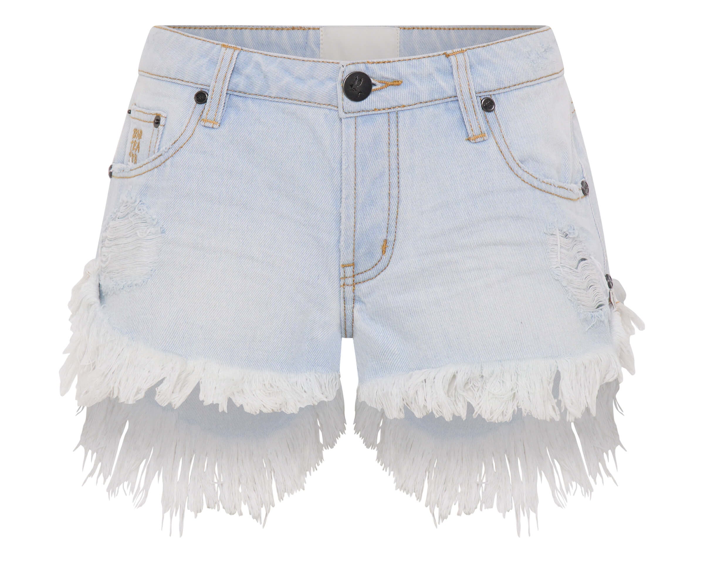 Dukes Low Waist Mini Denim Shorts - Cyber Blue