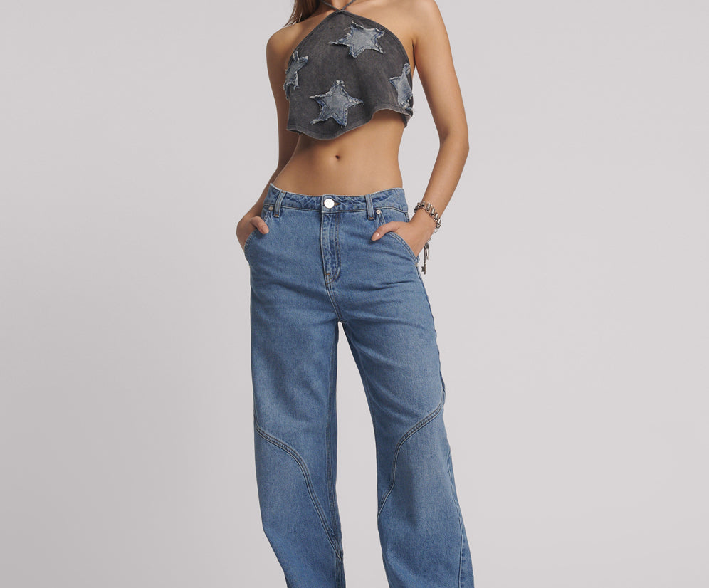 Western Wonders Mid Waist Denim Jeans - Blue Estate