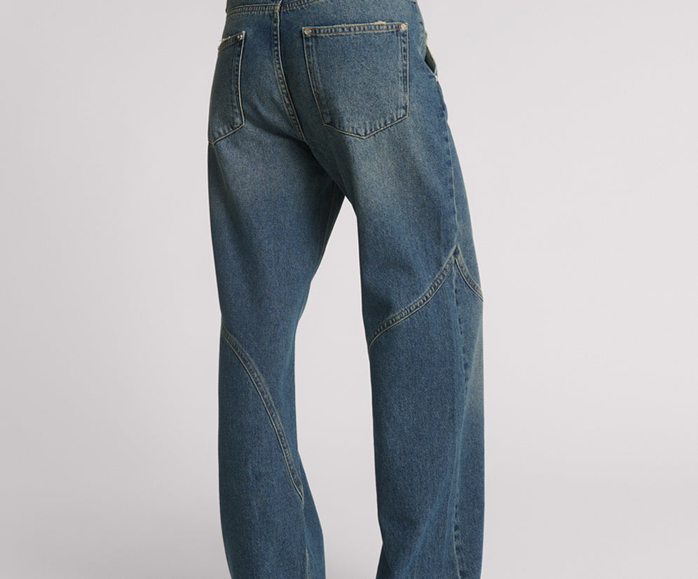 Western Wonders Mid Waist Straight Leg Denim Jeans - Blue Thunder