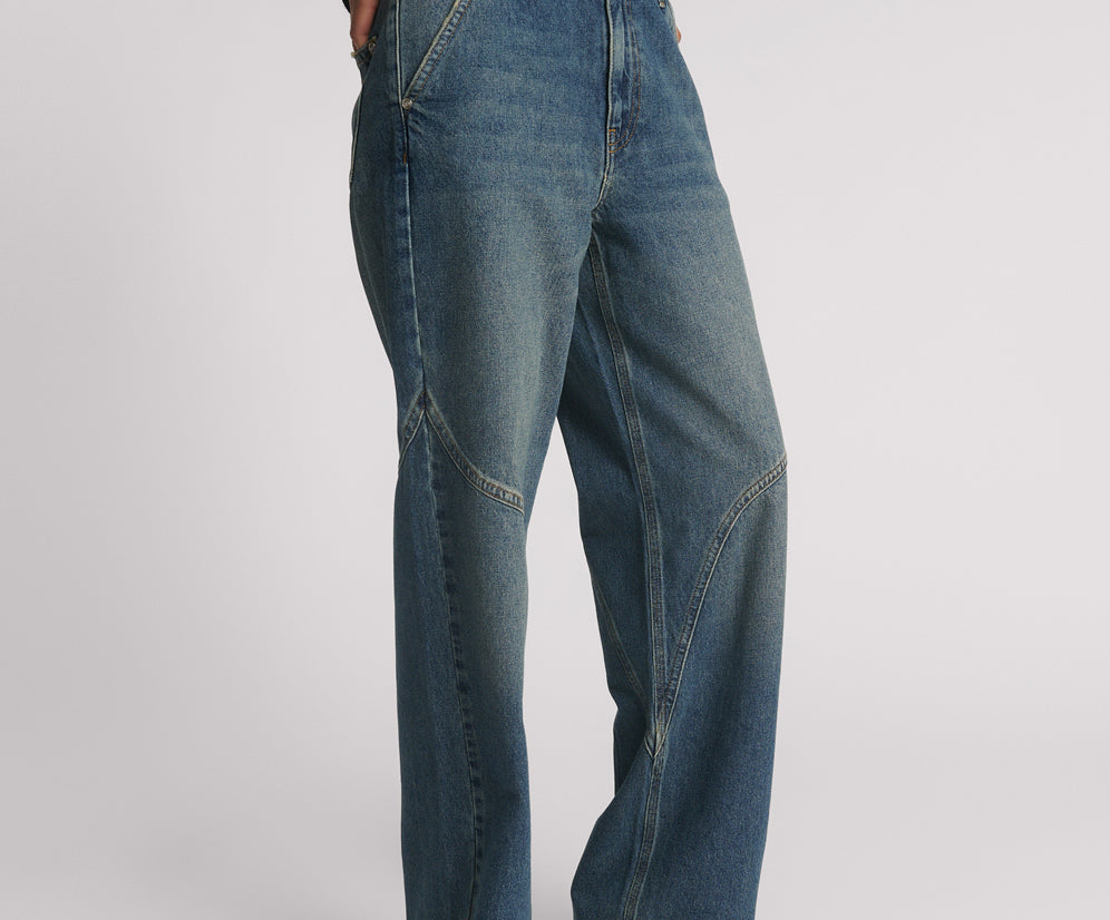 Western Wonders Mid Waist Straight Leg Denim Jeans - Blue Thunder