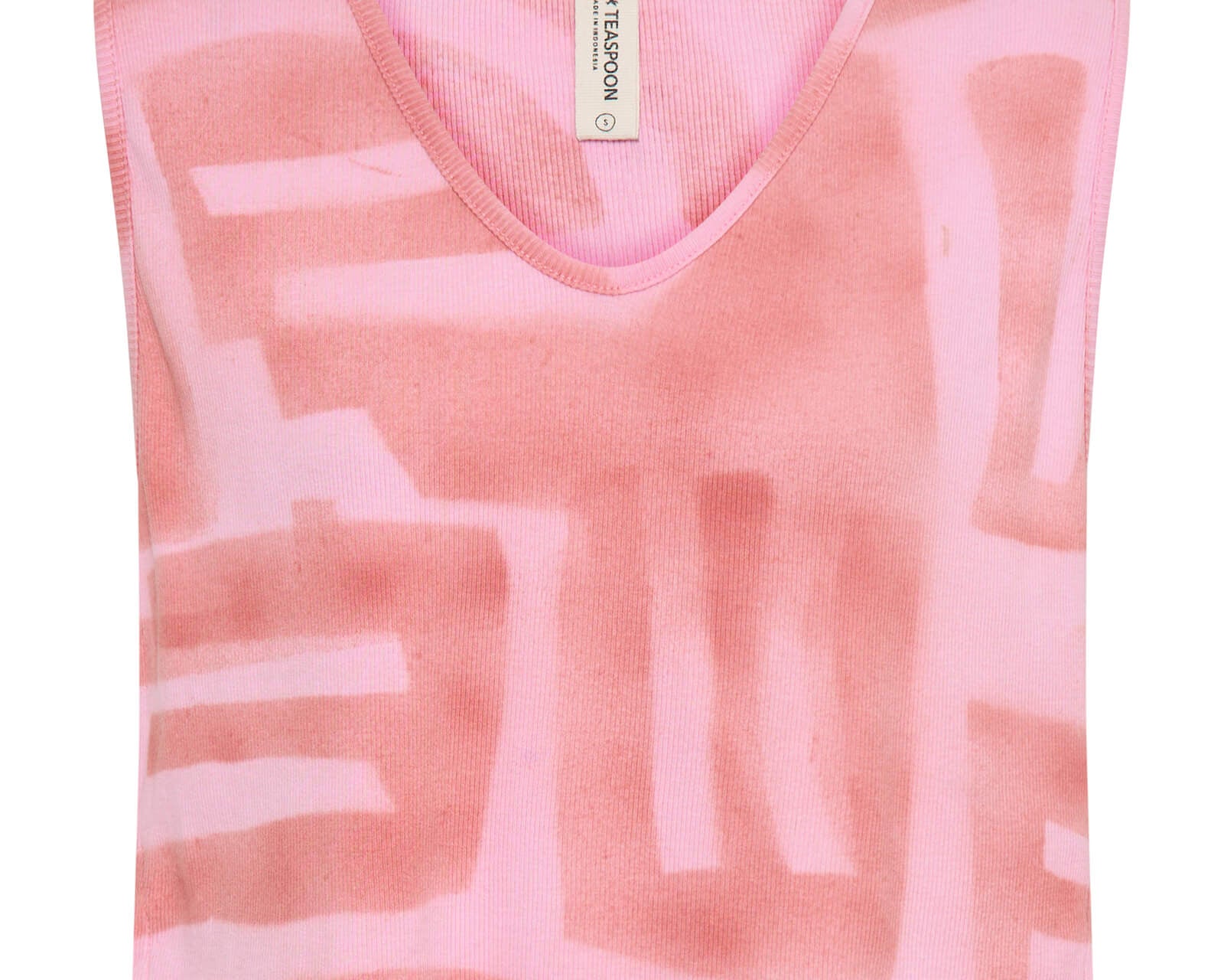 Gloria Moai V-Front Hand Painted Rib Tank Top - Pink