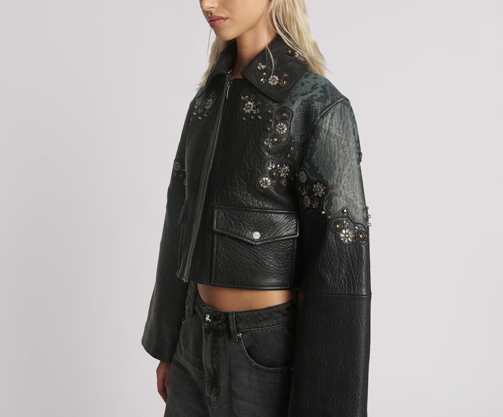 Matador Leather Cropped Jacket - Black