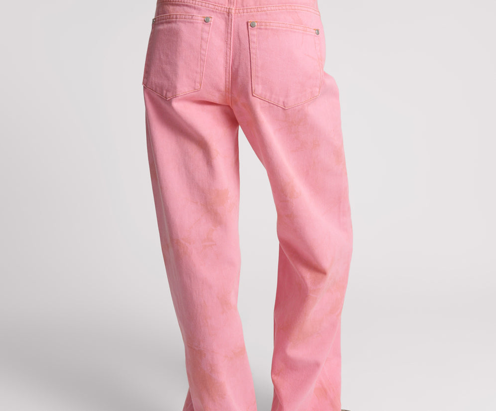 Jackson Mid Waist Wide Leg Denim Jeans - Pink Kiss