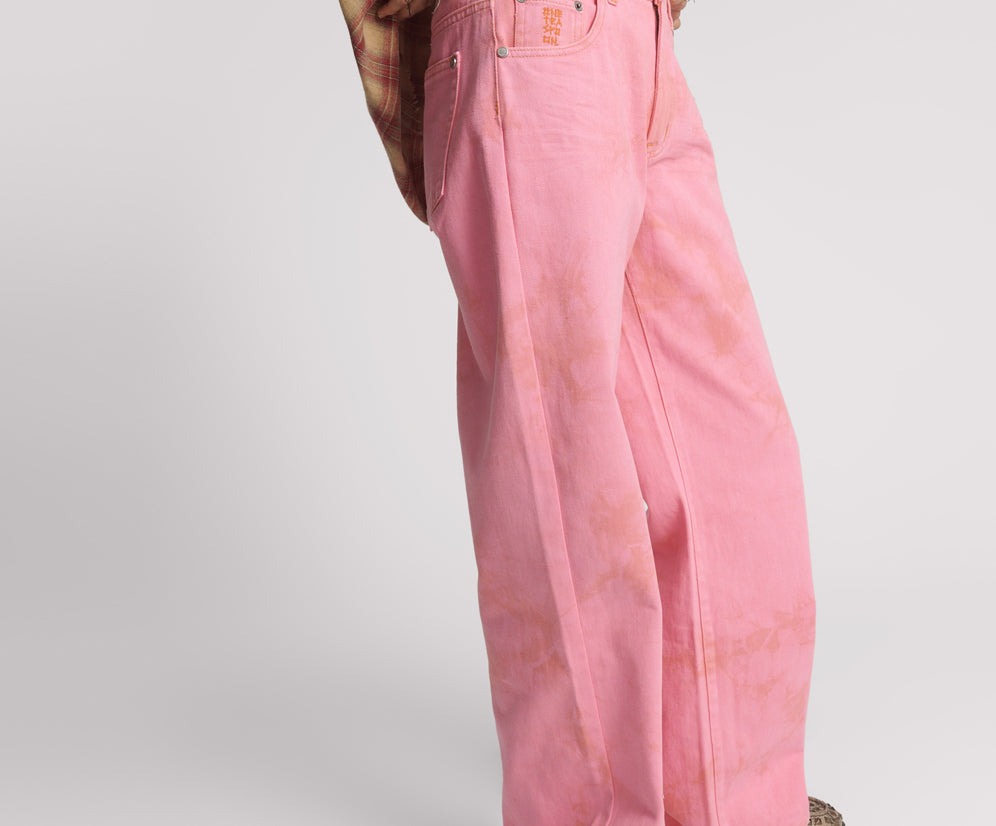 Jackson Mid Waist Wide Leg Denim Jeans - Pink Kiss