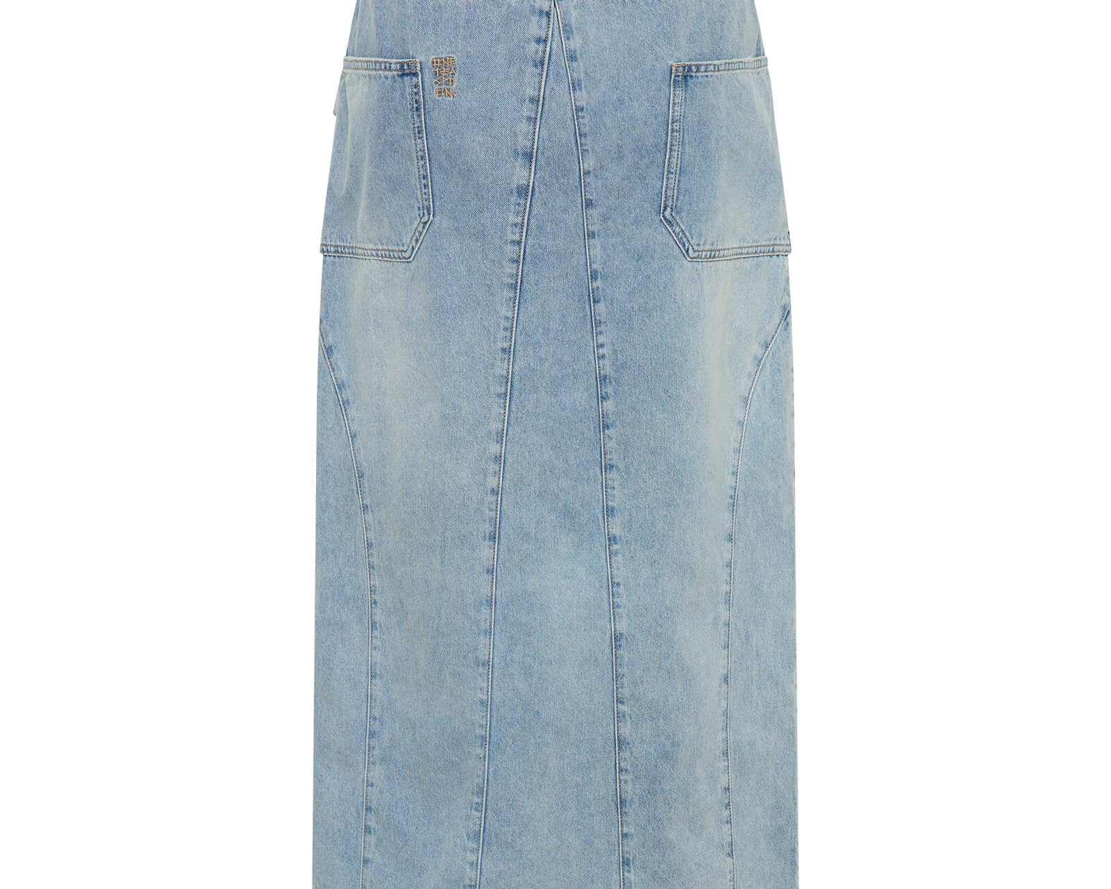 Parachute Low Waist Split Front Maxi Denim Skirt - Soft Blue