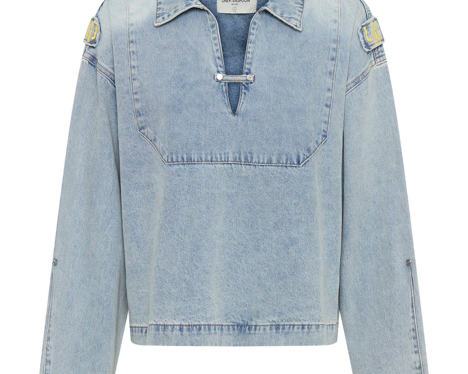 Retro Pullover Denim Shirt - Soft Blue