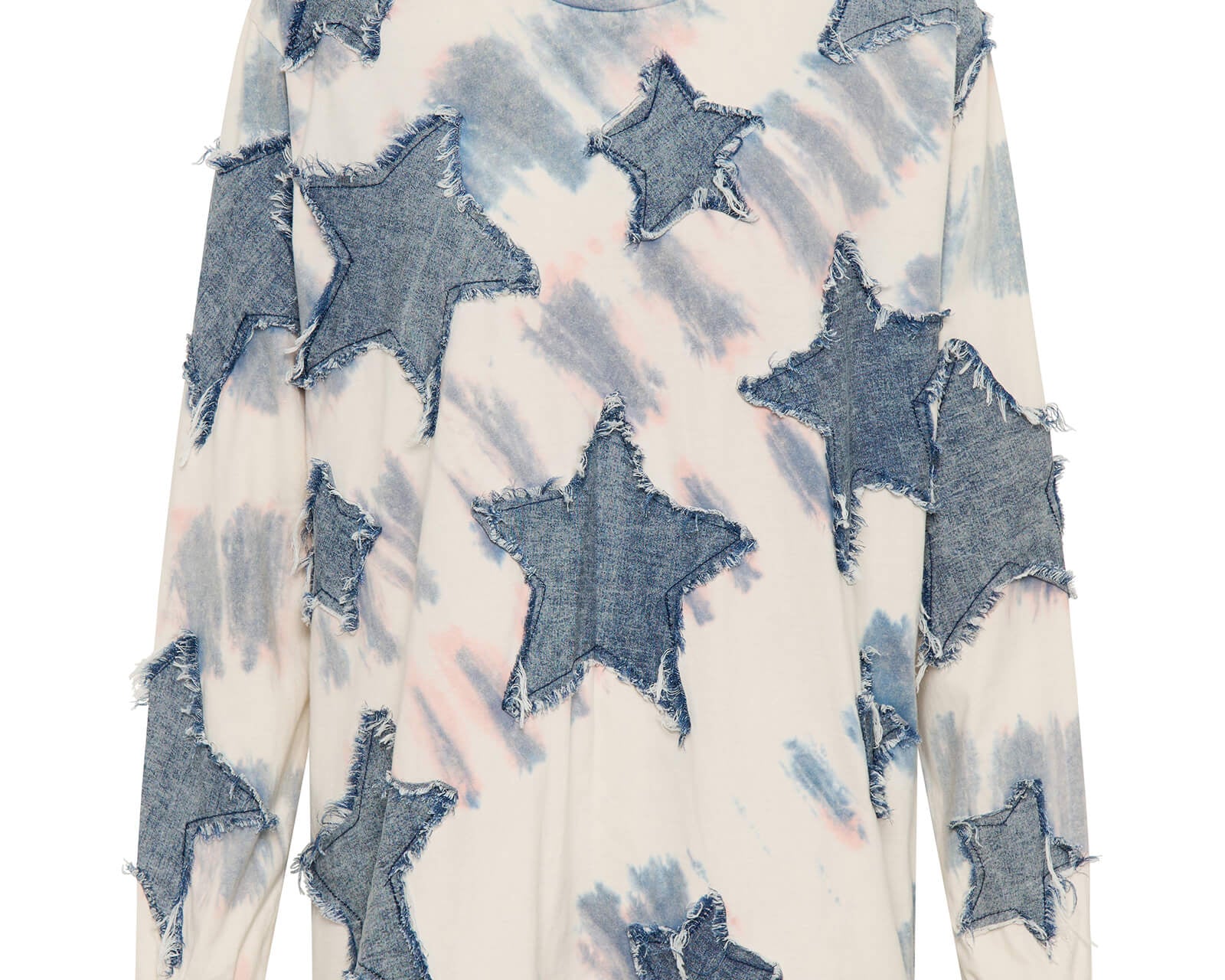 Denim Star Tie Dye Boyfriend Longsleeve Tee - Cream