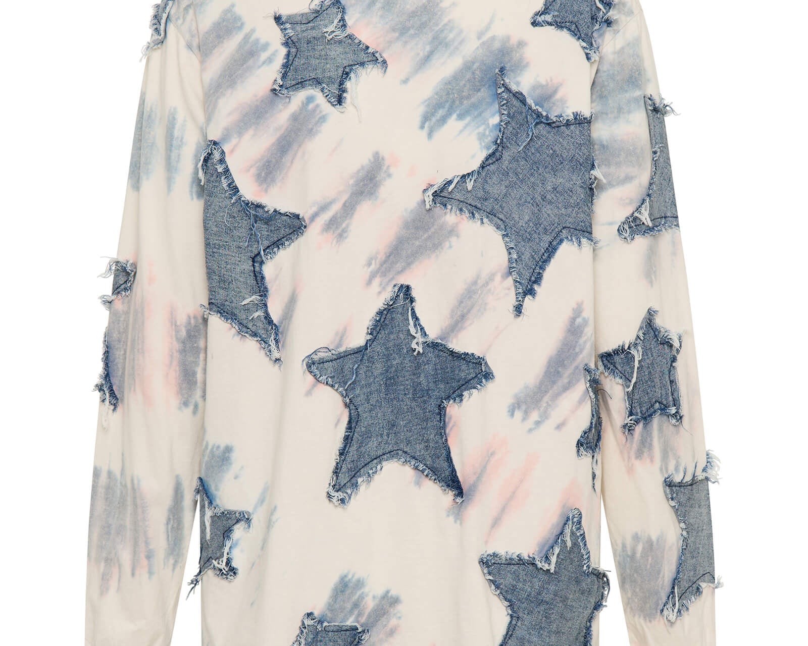 Denim Star Tie Dye Boyfriend Longsleeve Tee - Cream