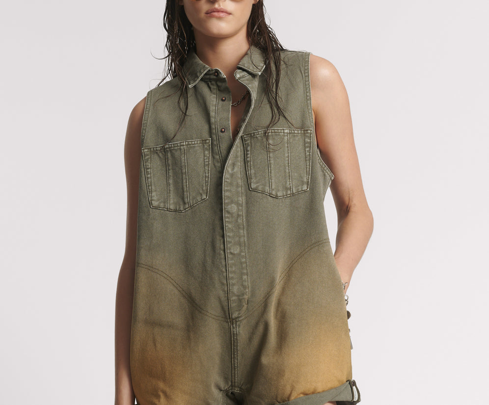 Braxton Mini Utility Canvas Jumpsuit - Desert Rust