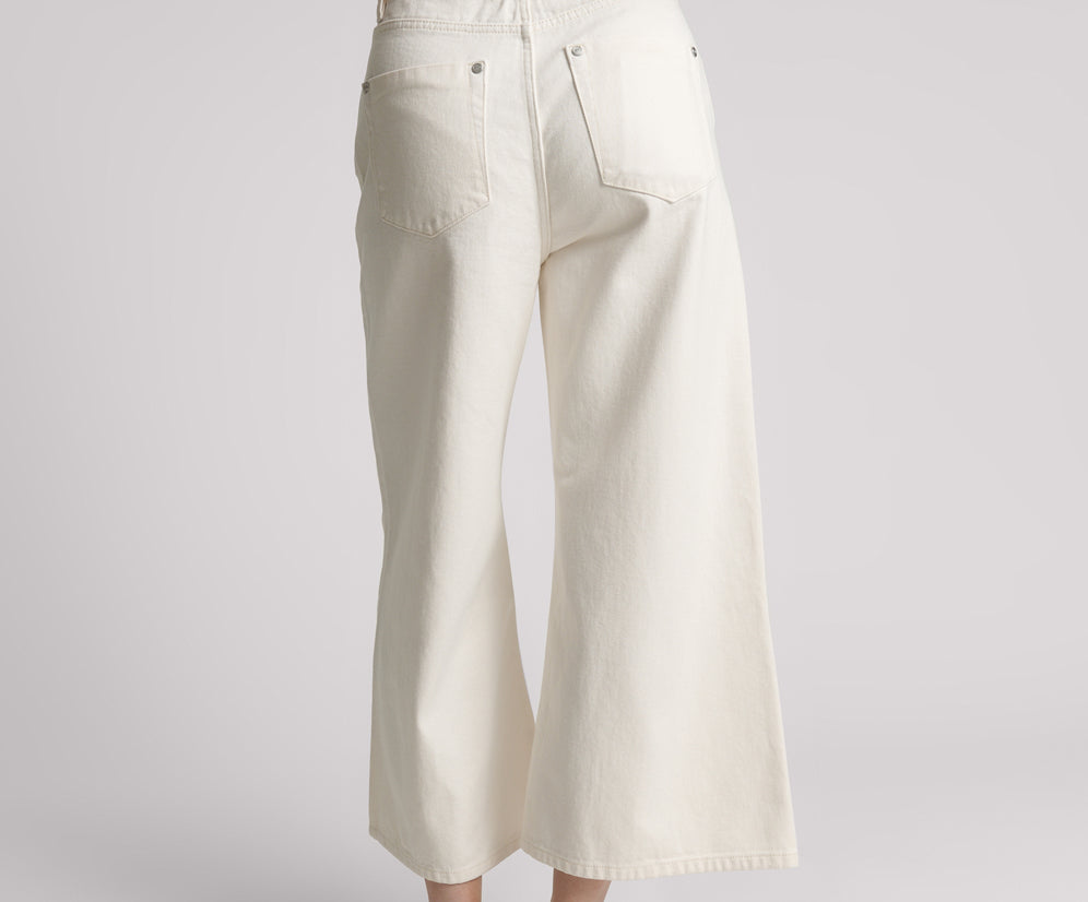 MILK CROPPED LOVE MACHINES HIGH WAIST WIDE LEG JEANS