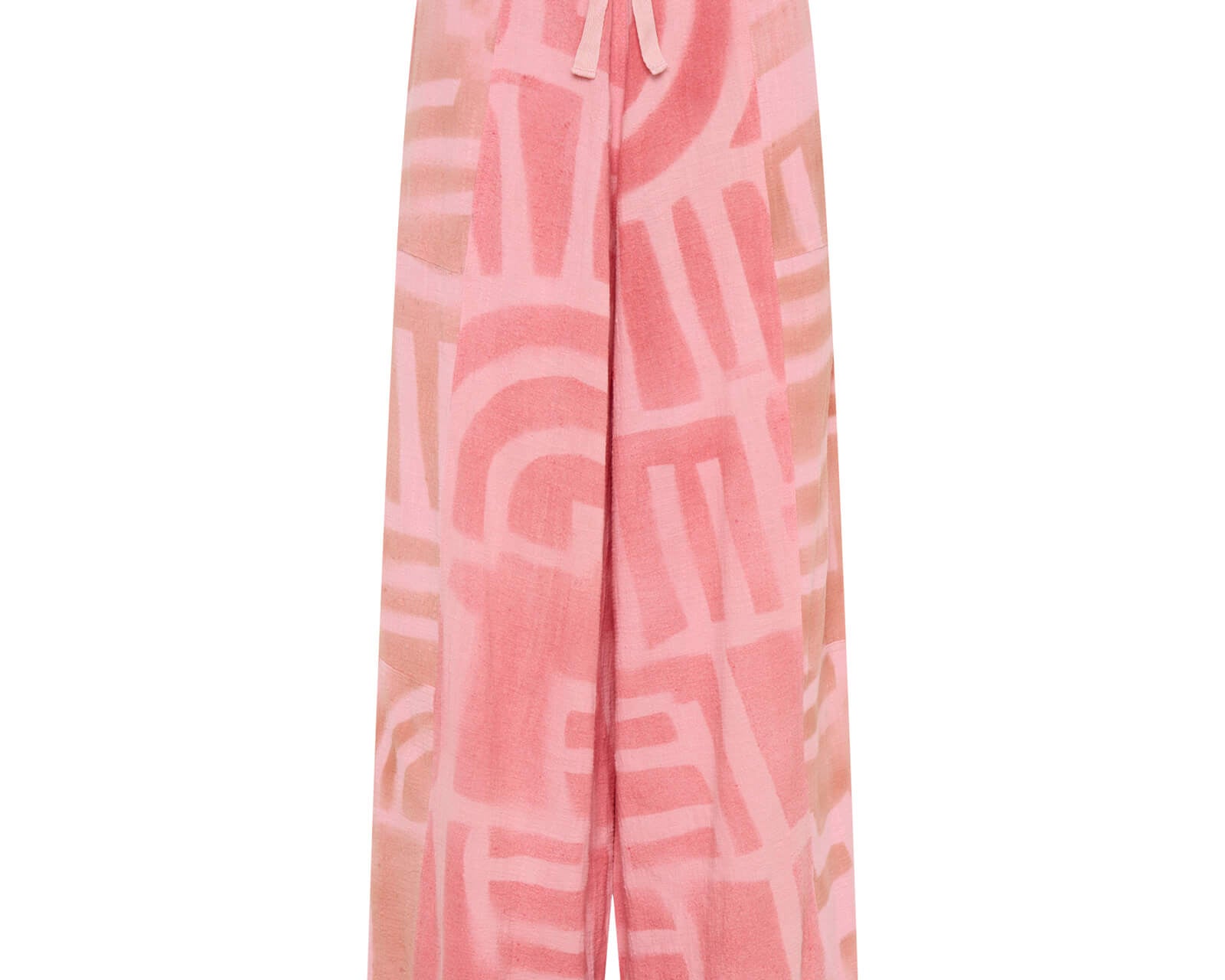 Moai Hand Painted Muslin Palazzo Pants - Pink