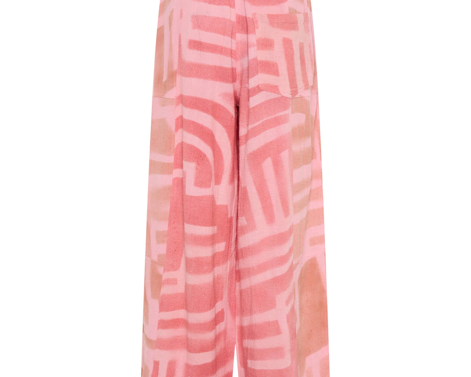 Moai Hand Painted Muslin Palazzo Pants - Pink