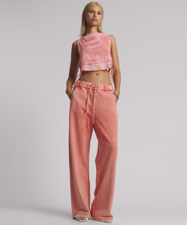 Wide Leg Sweatpants - Hyper Coral Pink