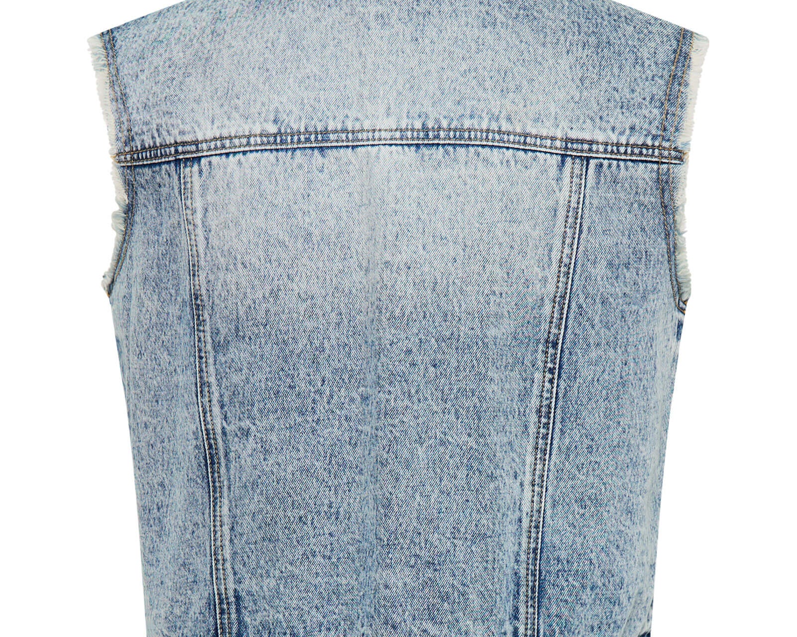 Cropped Denim Trucker Denim Vest - Acid Blue