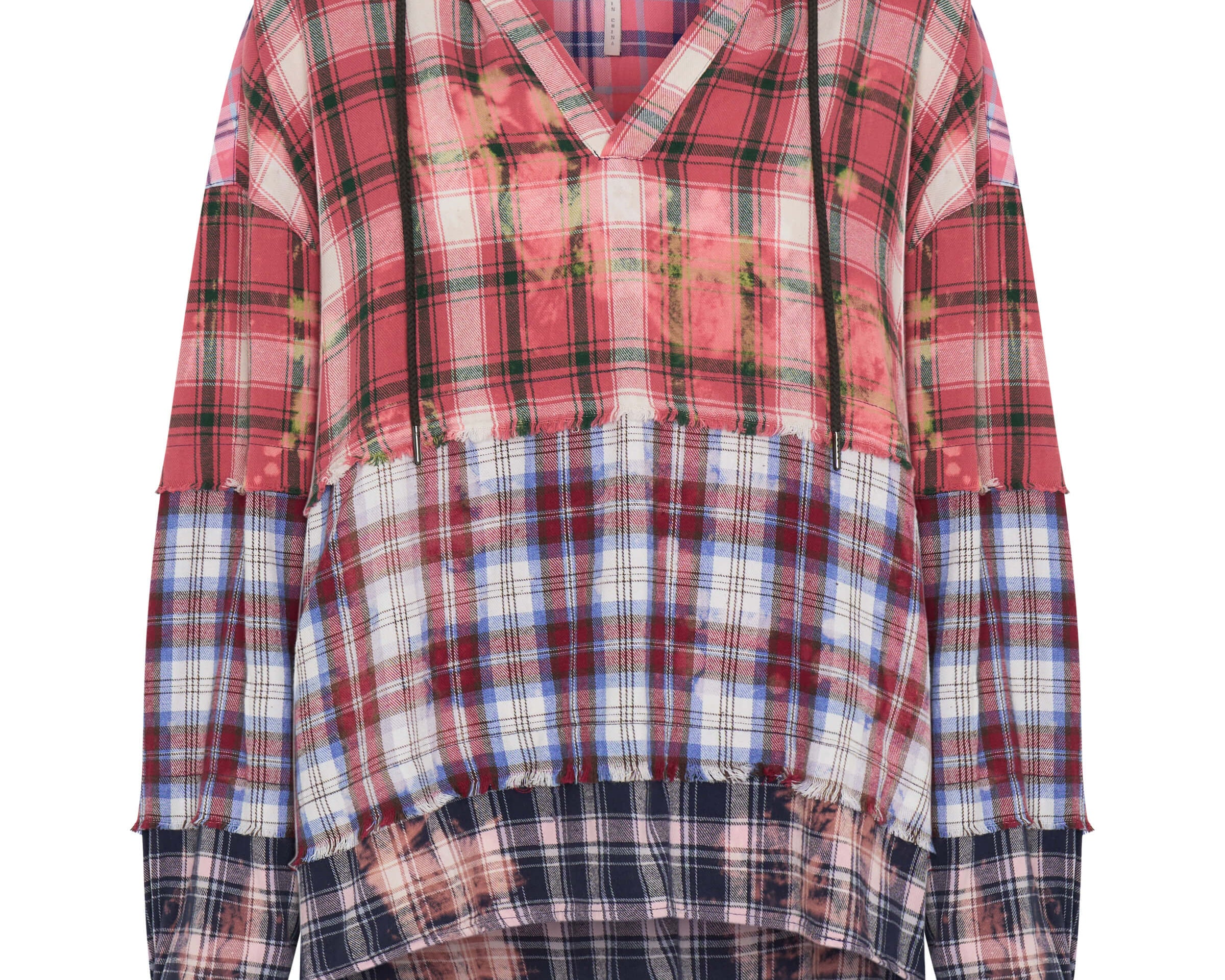 Flannel Acid Wash Hooded Shirt - Multi