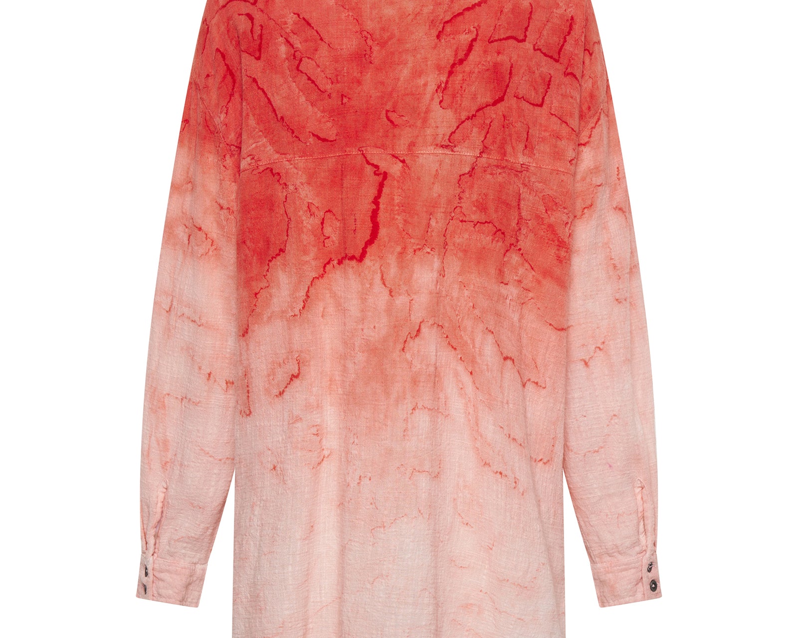 Hand Painted Sunset Muslin Longline Shirt - Coral