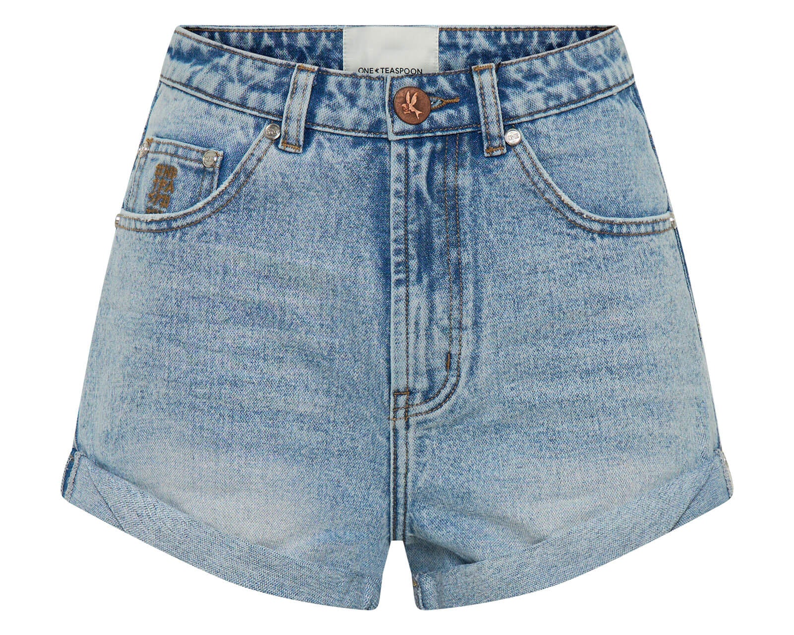 Bandits High Waist Denim Shorts - Hendrixe Blue