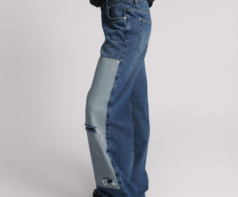 Jackson Mid Waist Wide Leg Denim Jeans - Blue Thunder