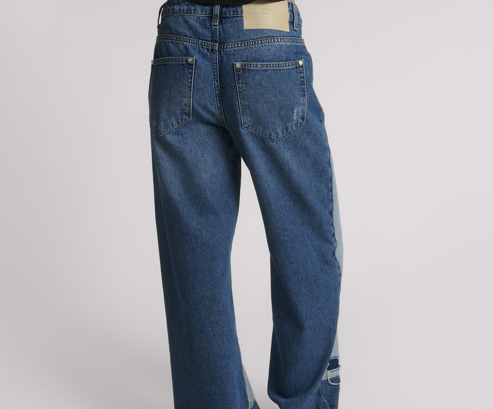 Jackson Mid Waist Wide Leg Denim Jeans - Blue Thunder