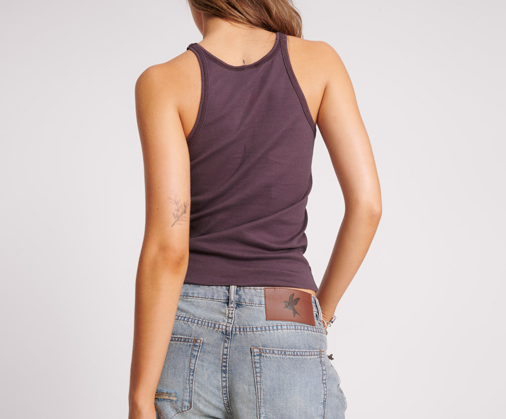 One Teaspoon Fine Ribbed Singlet - Plum