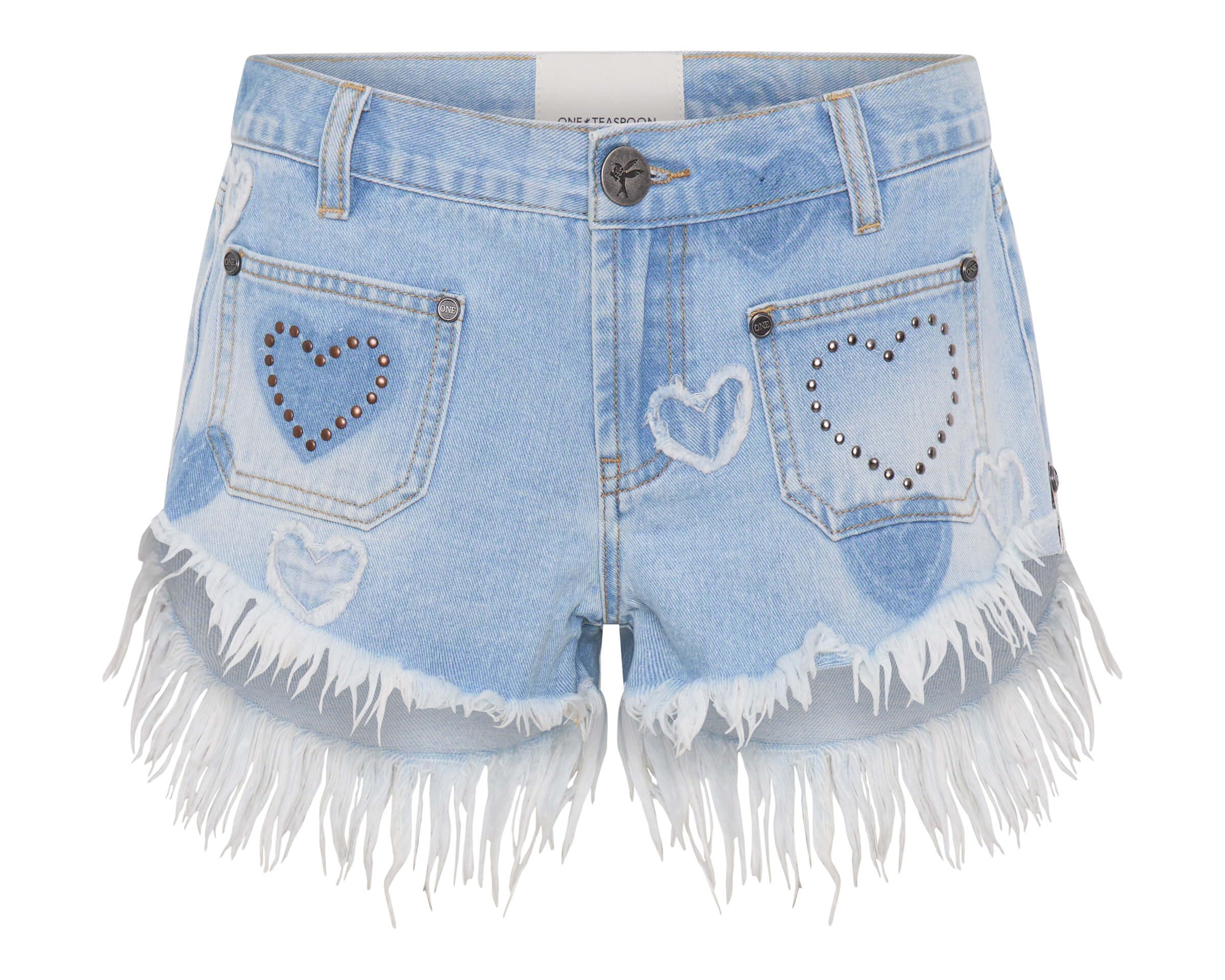 Retro Dukes Low Waist Mini Denim Shorts - Blue Heart