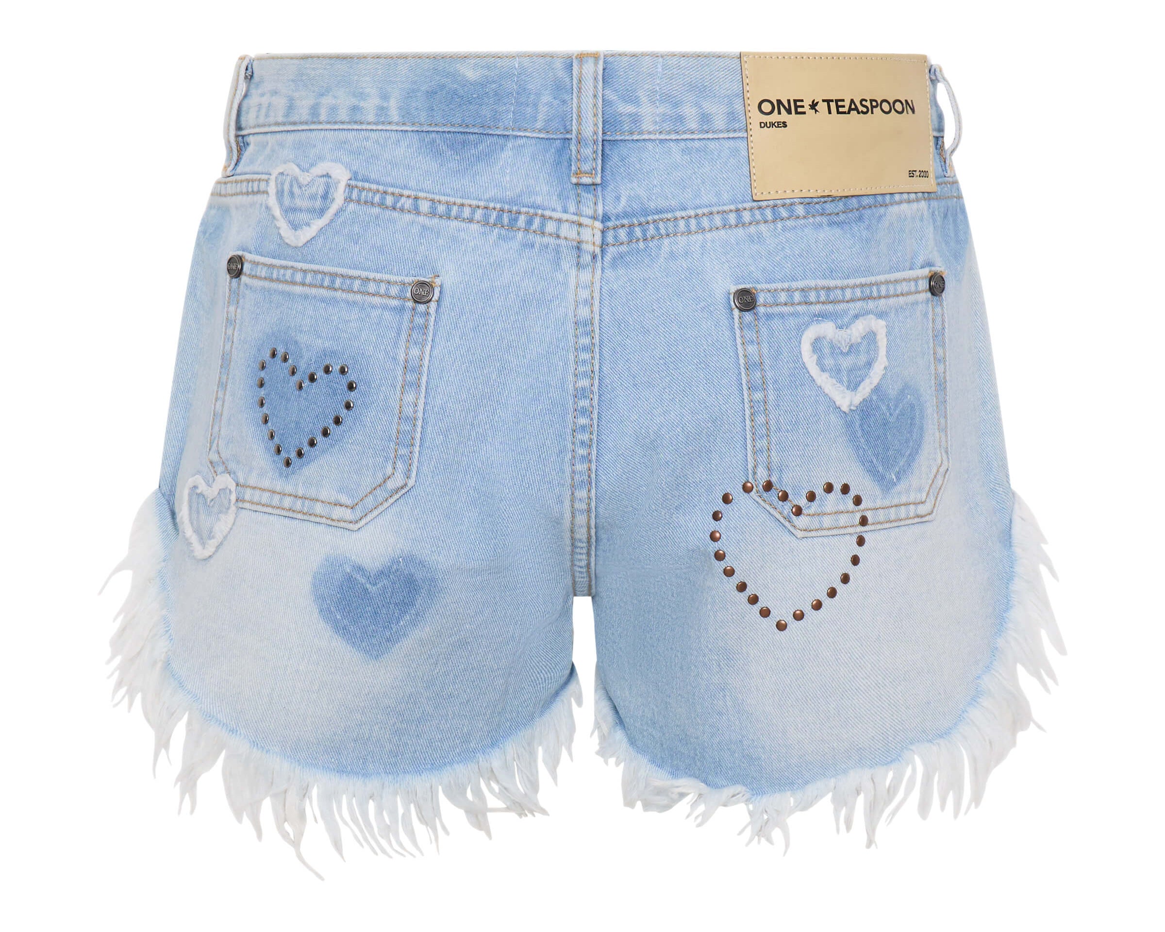 Retro Dukes Low Waist Mini Denim Shorts - Blue Heart