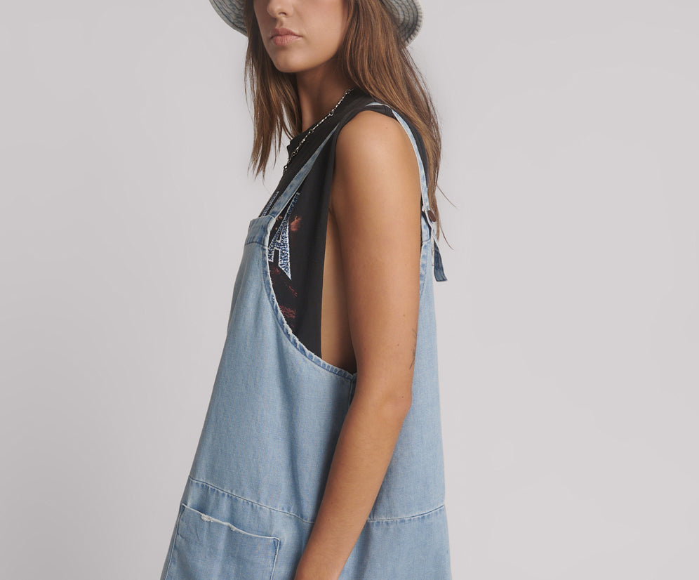 Hemp Denim Pini Mini Dress - Faded Blue